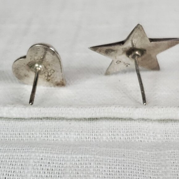 Unique Star & Heart Silver 925 Earrings - Picture 4 of 7